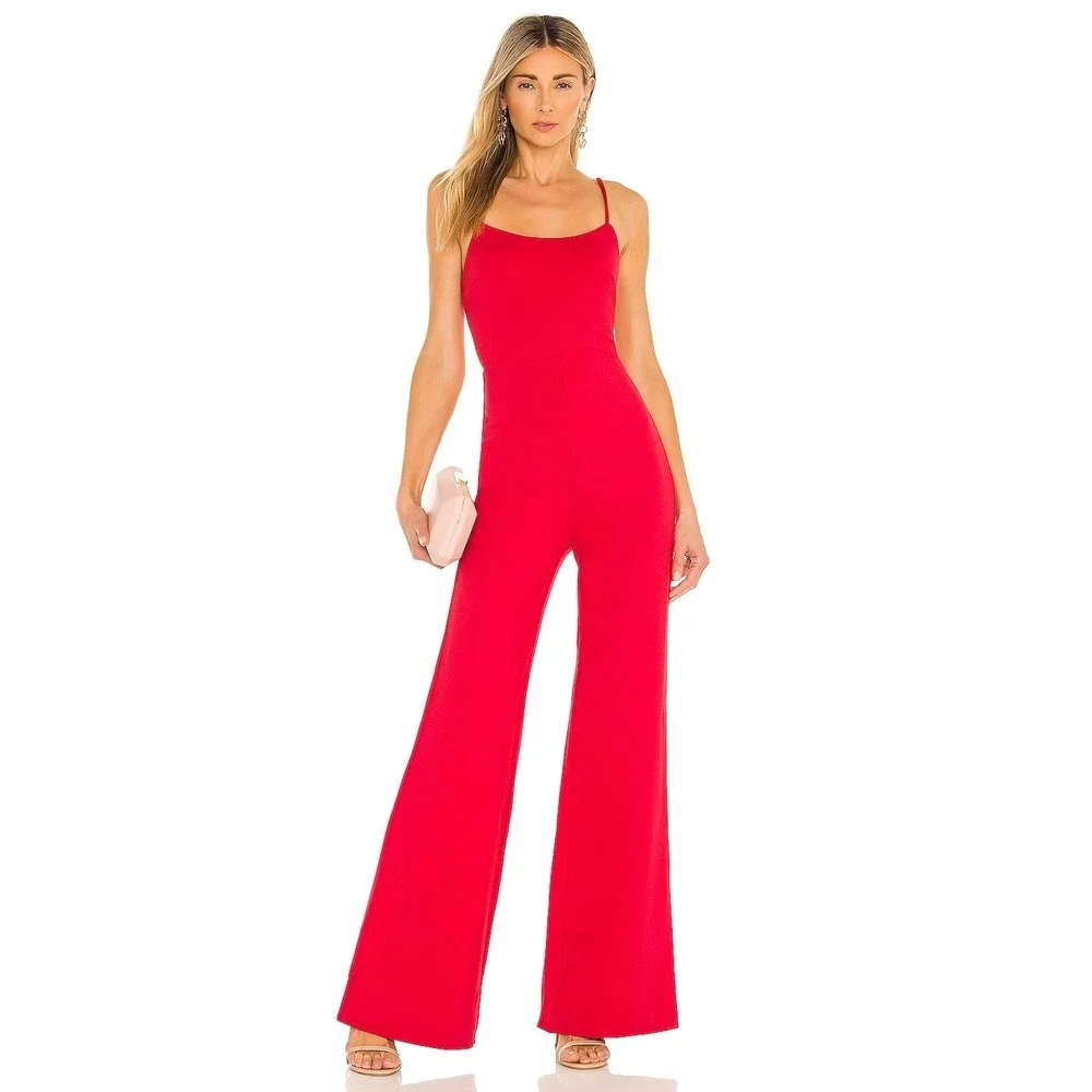 Lovers And Friends Lavinia Jumpsuit Red Classic Party Flare SMALL Spring Summer - Picture 2 of 13